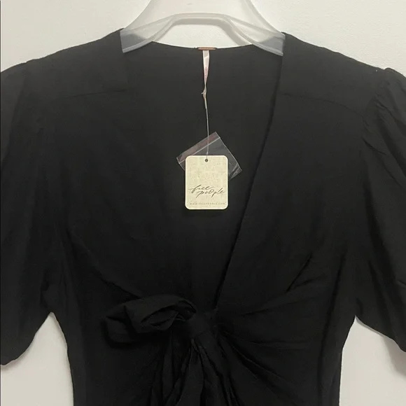 77. FREE PEOPLE Vintage Summer Midi Dress in Black Sz XS NWT $98 - Picture 5 of 12